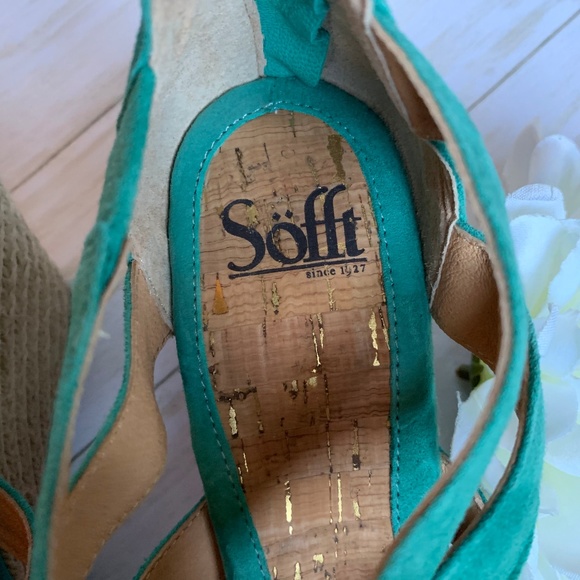 Sofft Suede Espadrille Wedges Teal, Turqoise - Picture 3 of 6
